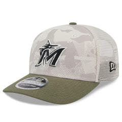 Light Beige/Olive Miami Marlins New Era 2025 Armed Forces Day 9SEVENTY Stretch-Snap Hat