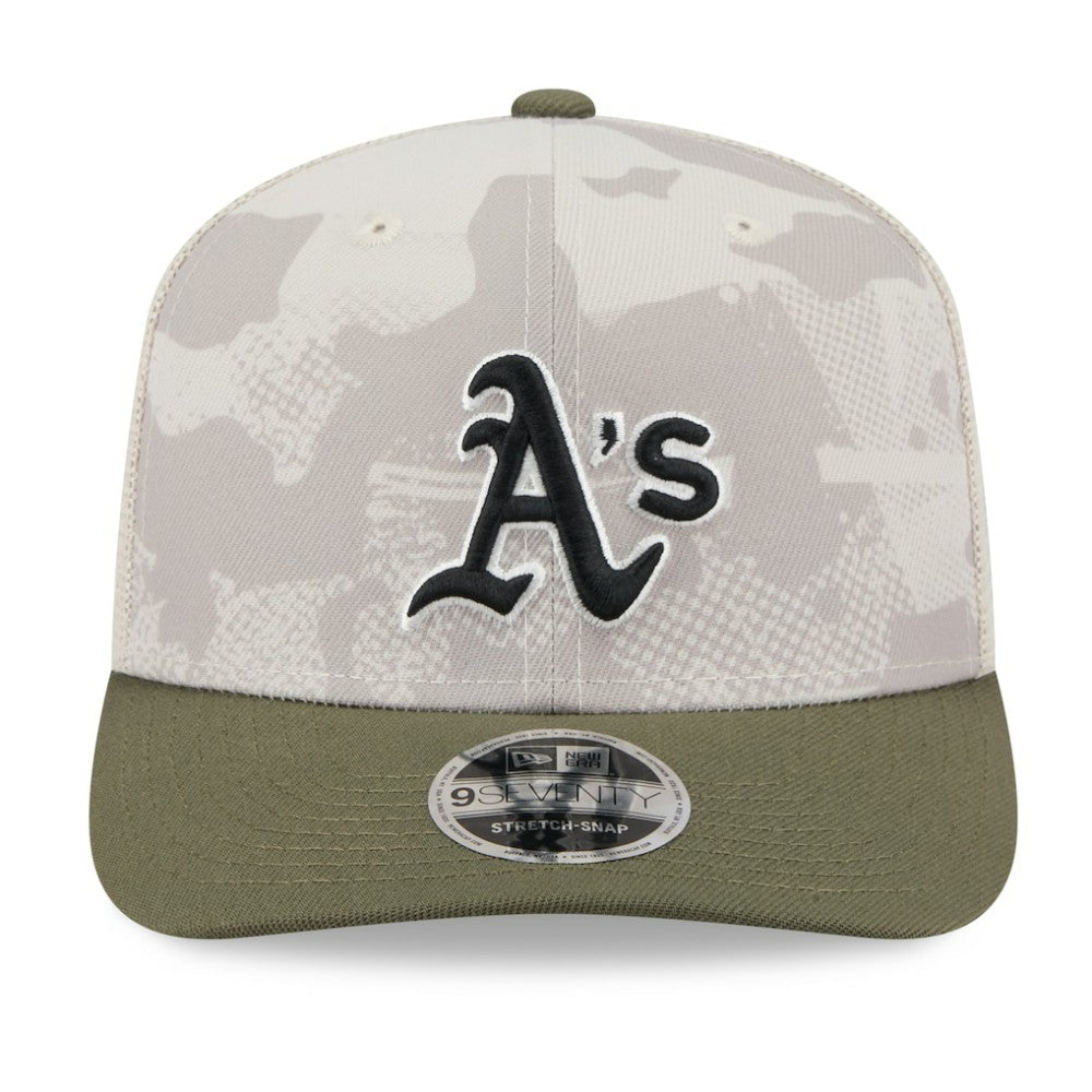 Light Beige/Olive Athletics New Era 2025 Armed Forces Day 9SEVENTY Stretch-Snap Hat