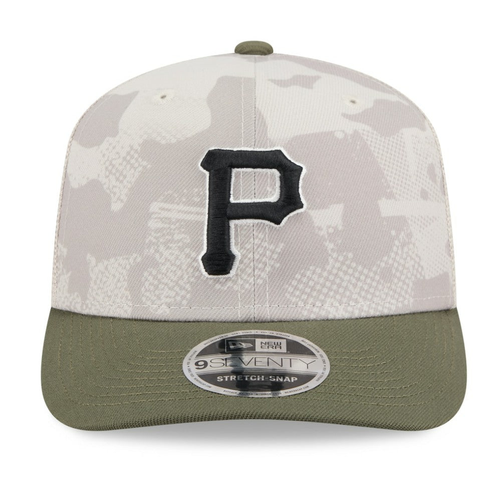 Light Beige/Olive Pittsburgh Pirates New Era 2025 Armed Forces Day 9SEVENTY Stretch-Snap Hat
