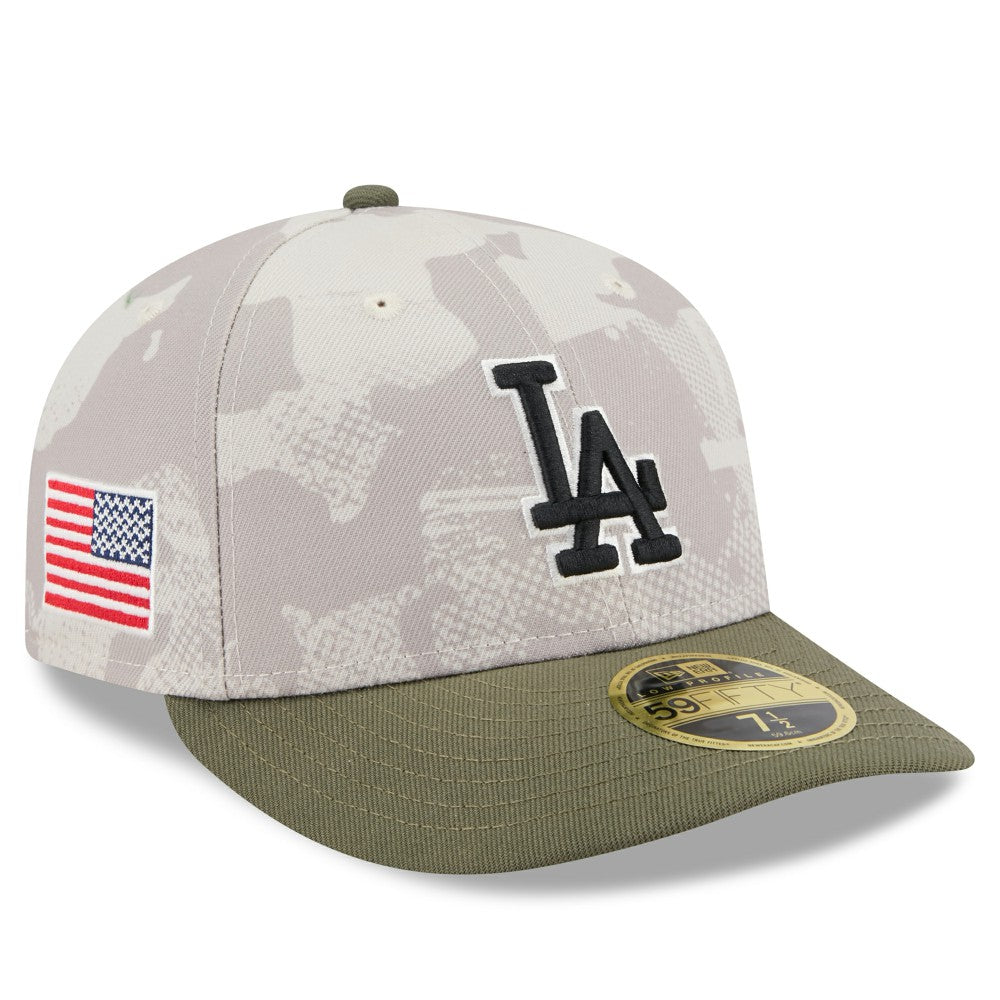 Light Beige/Olive Los Angeles Dodgers New Era 2025 Armed Forces Day Low Profile 59FIFTY Fitted Hat