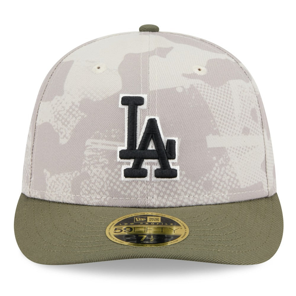 Light Beige/Olive Los Angeles Dodgers New Era 2025 Armed Forces Day Low Profile 59FIFTY Fitted Hat