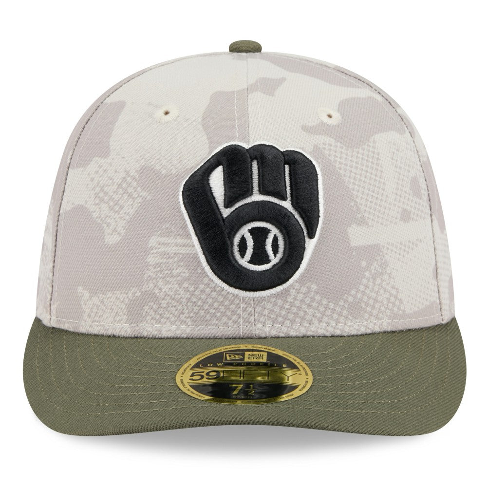 Light Beige/Olive Milwaukee Brewers New Era 2025 Armed Forces Day Low Profile 59FIFTY Fitted Hat