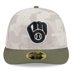 Light Beige/Olive Milwaukee Brewers New Era 2025 Armed Forces Day Low Profile 59FIFTY Fitted Hat