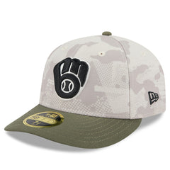 Light Beige/Olive Milwaukee Brewers New Era 2025 Armed Forces Day Low Profile 59FIFTY Fitted Hat