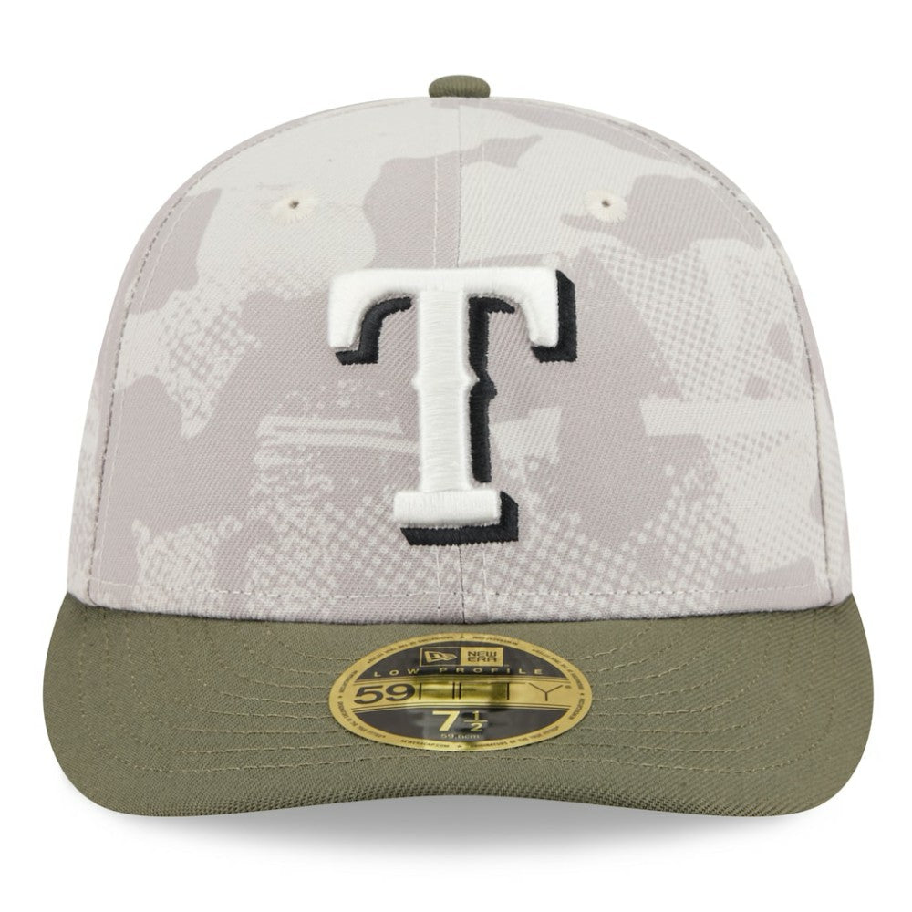 Light Beige/Olive Texas Rangers New Era 2025 Armed Forces Day Low Profile 59FIFTY Fitted Hat