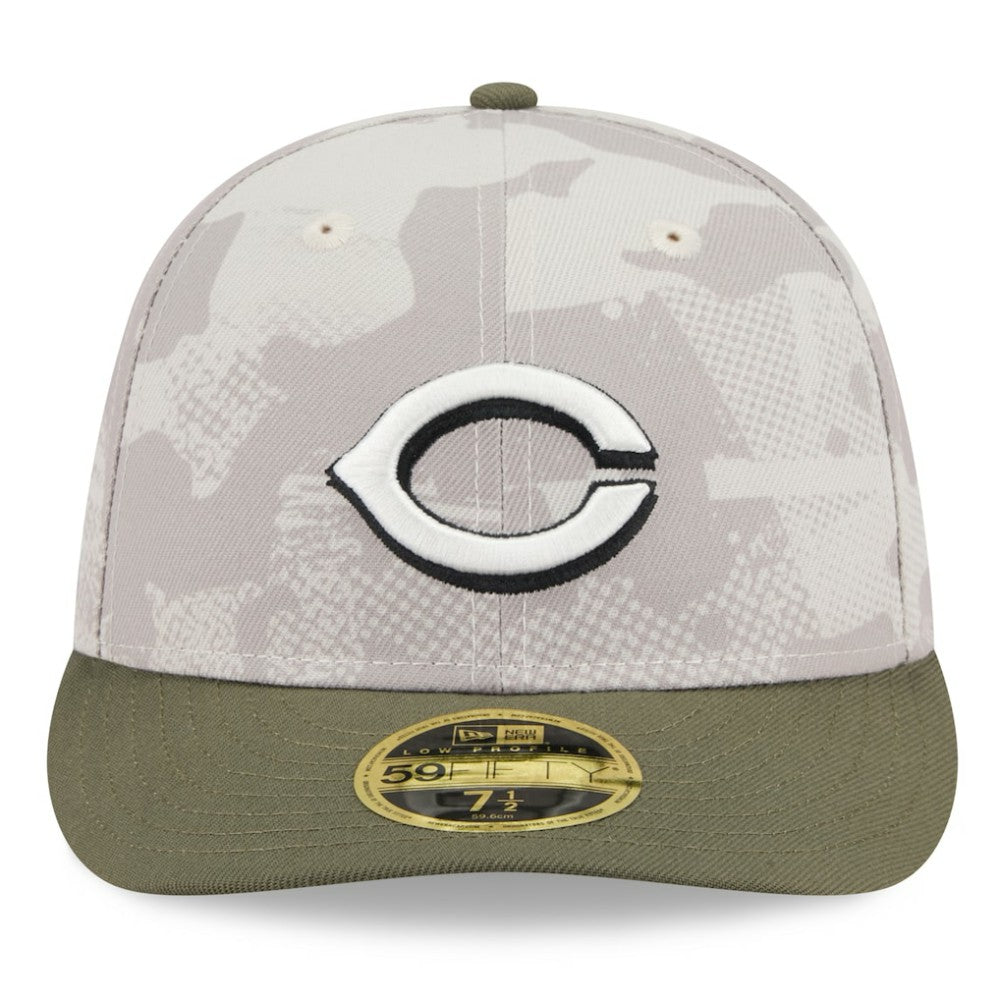 Light Beige/Olive Cincinnati Reds New Era 2025 Armed Forces Day Low Profile 59FIFTY Fitted Hat