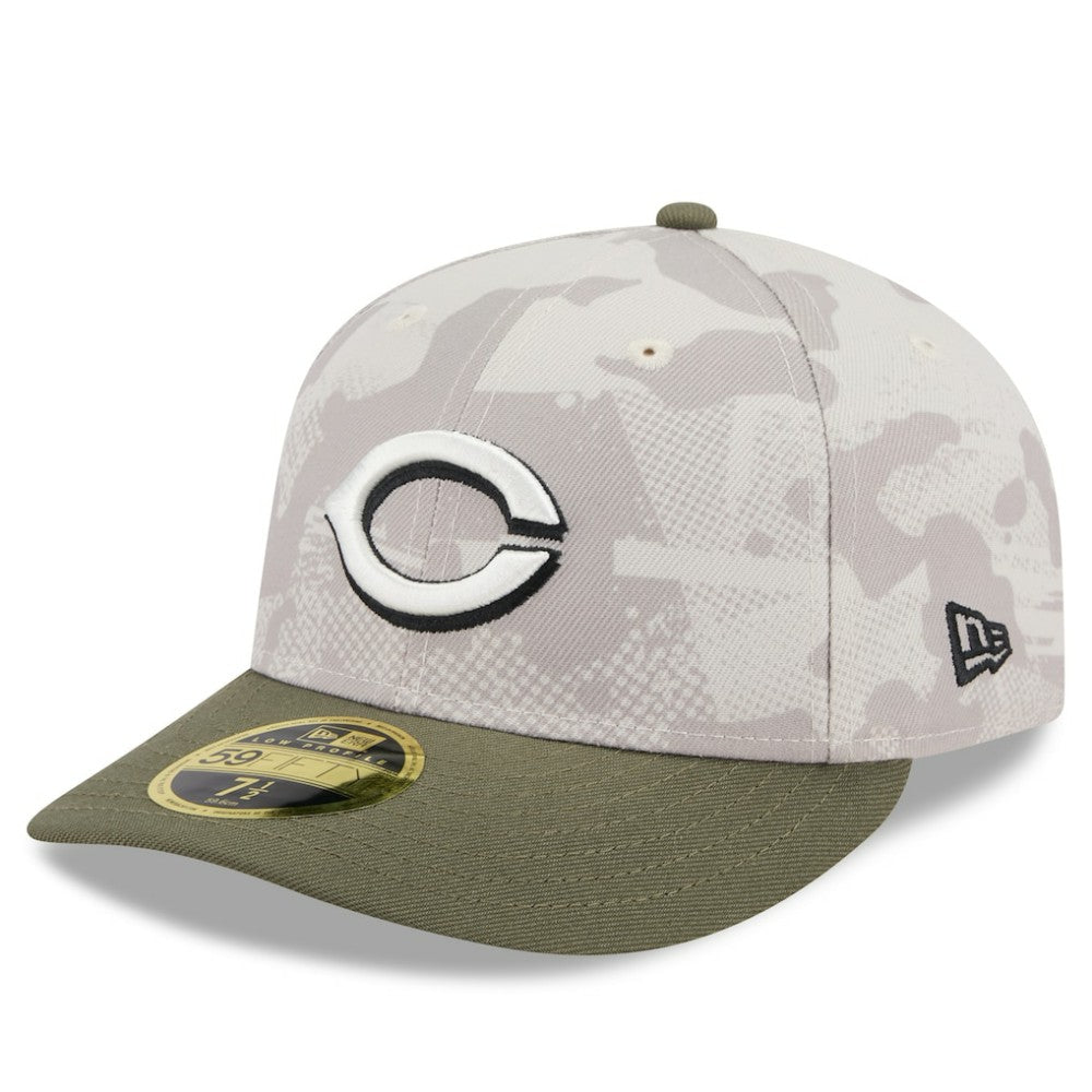 Light Beige/Olive Cincinnati Reds New Era 2025 Armed Forces Day Low Profile 59FIFTY Fitted Hat
