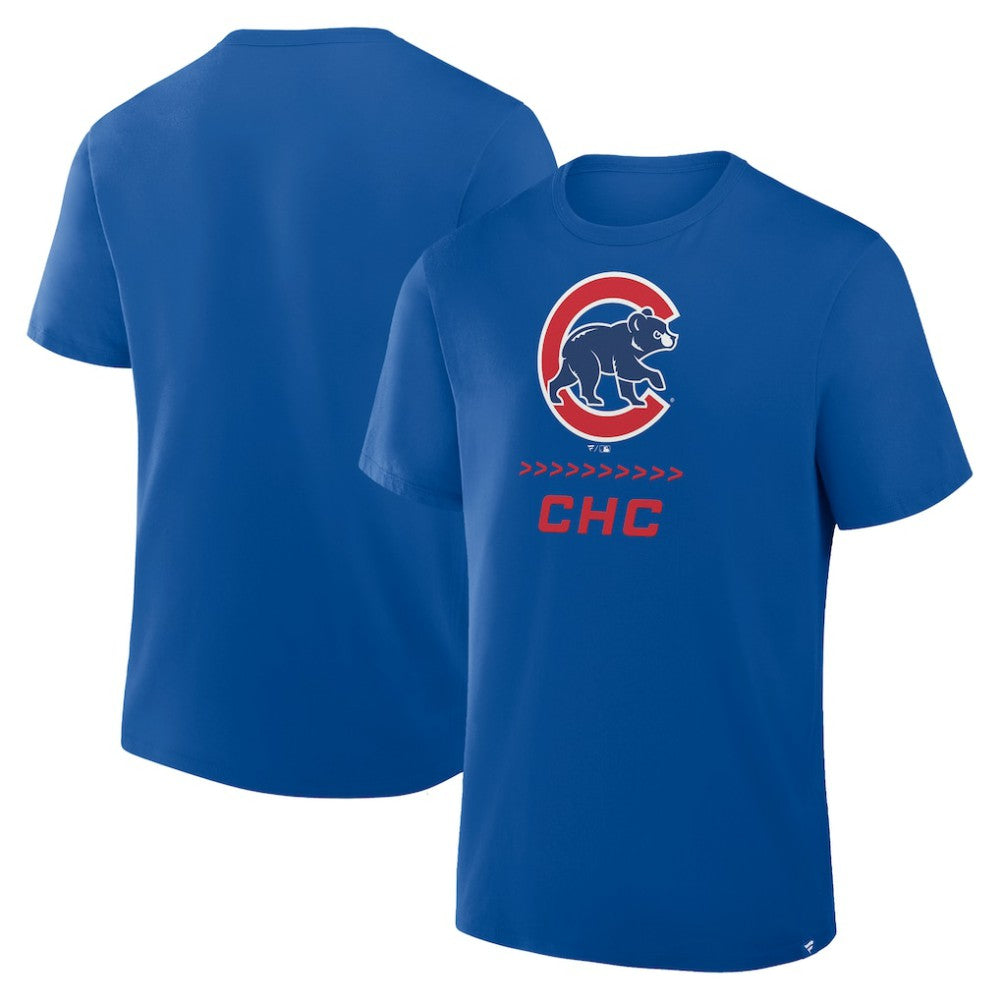 Royal Chicago Cubs Fanatics Clubhouse Legacy Side Swipe T-Shirt