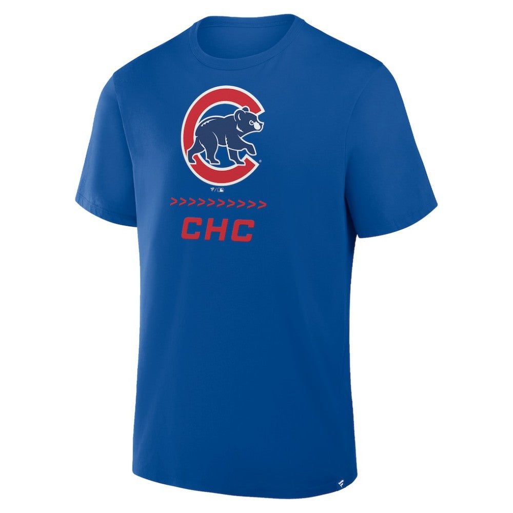 Royal Chicago Cubs Fanatics Clubhouse Legacy Side Swipe T-Shirt