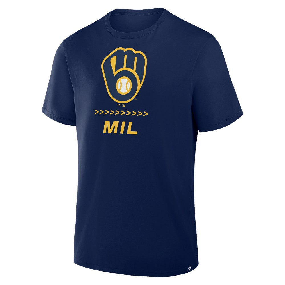 Navy Milwaukee Brewers Fanatics Clubhouse Legacy Side Swipe T-Shirt