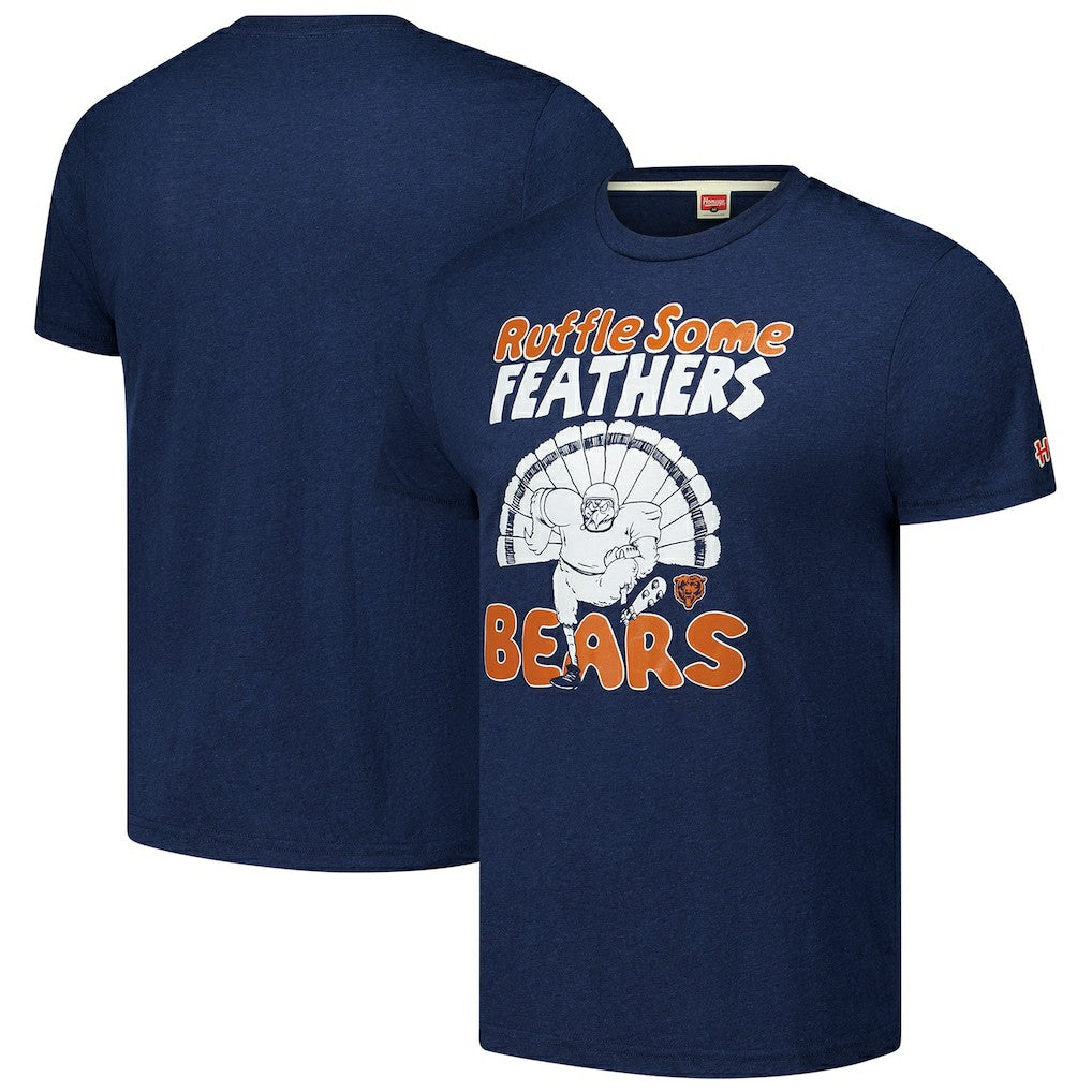 Homage Unisex Ruffle Some Feathers Tri-Blend T-Shirt - Chicago Bears T-shirts