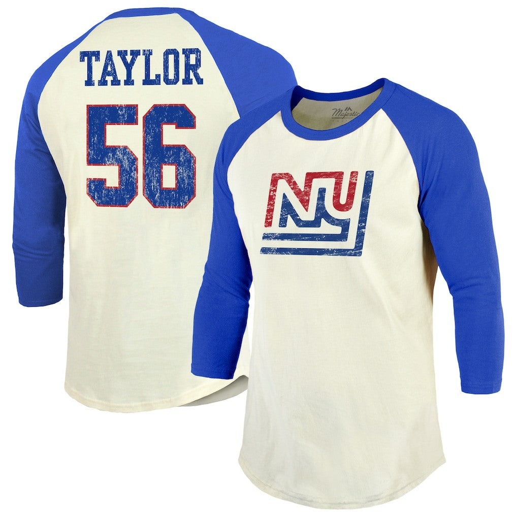 Lawrence Taylor  Majestic Threads Retired Player Name & Number 3/4 Raglan Sleeve T-Shirt  - New York Giants T-shirts