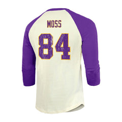 Randy Moss  Majestic Threads Retired Player Name & Number 3/4 Raglan Sleeve T-Shirt  - Minnesota Vikings T-shirts
