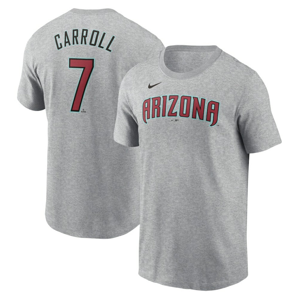 Heather Gray Corbin Carroll Arizona Diamondbacks Nike Fuse Name & Number T-Shirt