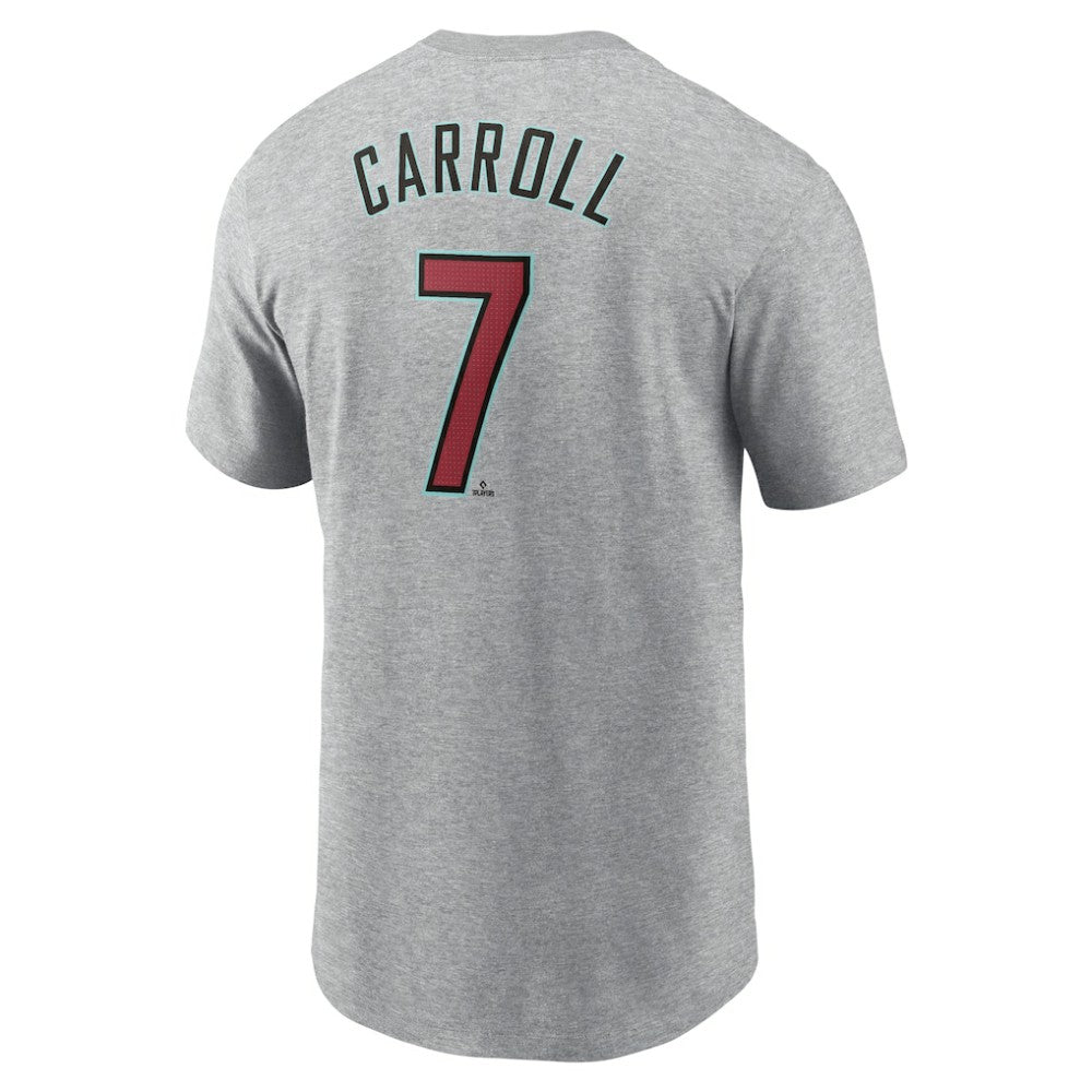 Heather Gray Corbin Carroll Arizona Diamondbacks Nike Fuse Name & Number T-Shirt