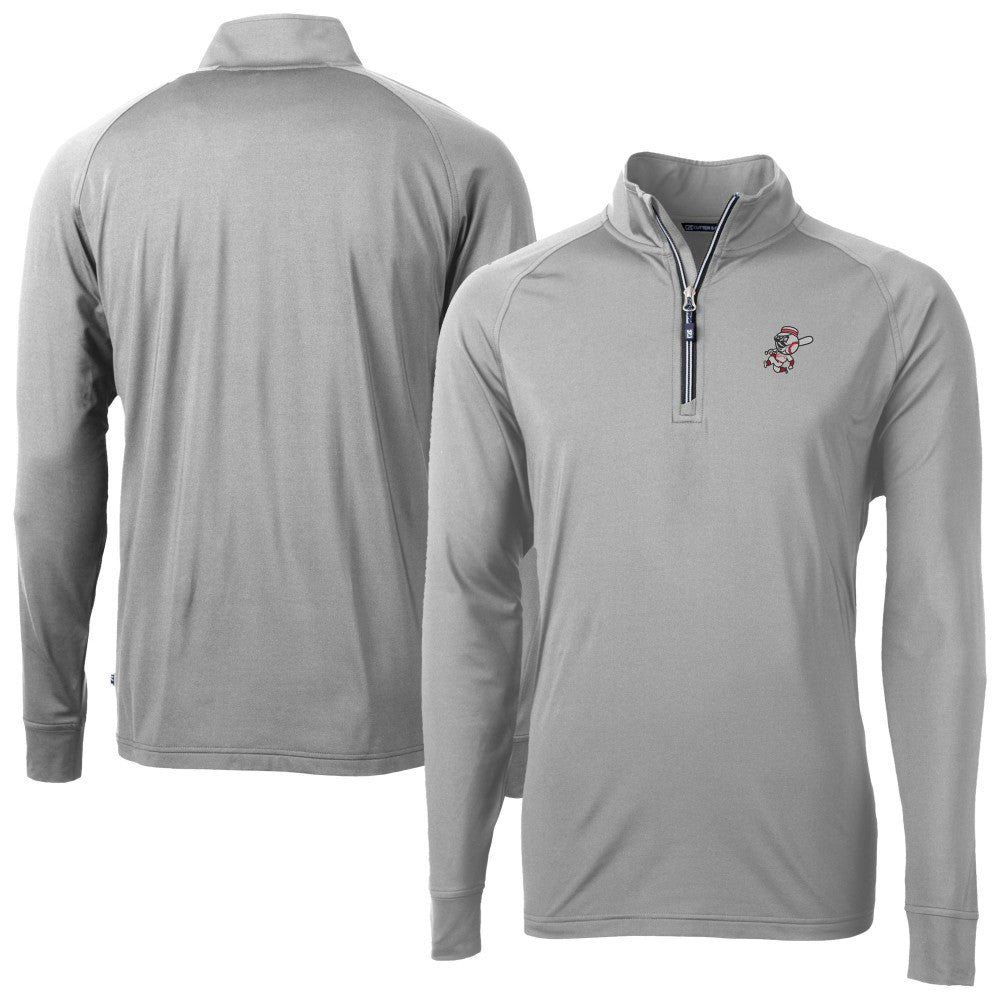 Gray Cincinnati Reds Cutter & Buck Adapt Eco Knit Stretch Recycled Big & Tall Quarter-Zip Pullover Top