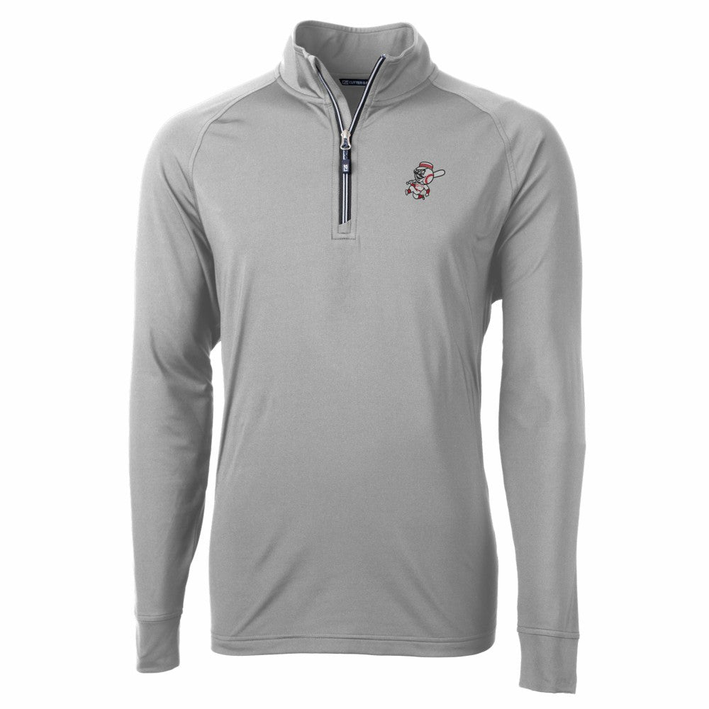 Gray Cincinnati Reds Cutter & Buck Adapt Eco Knit Stretch Recycled Big & Tall Quarter-Zip Pullover Top