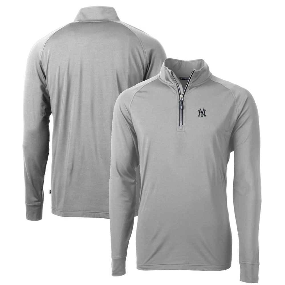 Gray New York Yankees Cutter & Buck Big & Tall Adapt Eco Knit Stretch Recycled Quarter-Zip Pullover Top