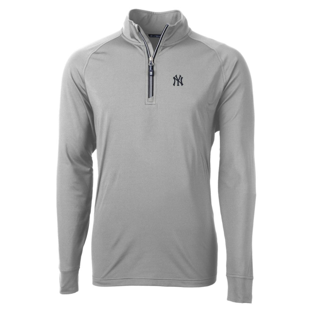 Gray New York Yankees Cutter & Buck Big & Tall Adapt Eco Knit Stretch Recycled Quarter-Zip Pullover Top