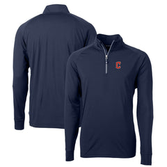 Navy Cleveland Guardians Cutter & Buck Big & Tall Adapt Eco Knit Stretch Recycled Quarter-Zip Pullover Top