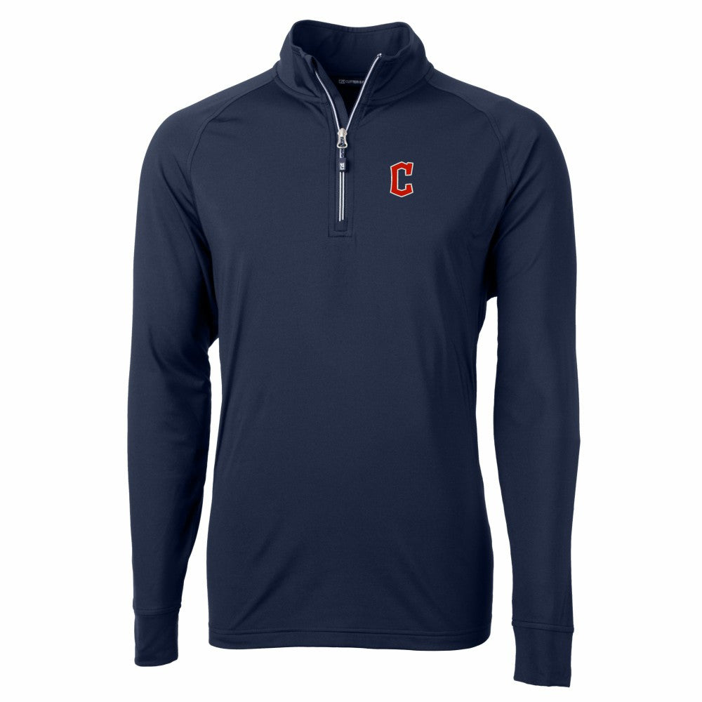 Navy Cleveland Guardians Cutter & Buck Big & Tall Adapt Eco Knit Stretch Recycled Quarter-Zip Pullover Top