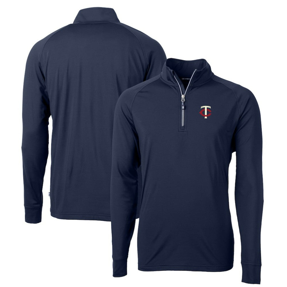 Navy Minnesota Twins Cutter & Buck Big & Tall Adapt Eco Knit Stretch Recycled Quarter-Zip Pullover Top