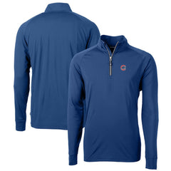Blue Chicago Cubs Cutter & Buck Big & Tall Adapt Eco Knit Stretch Recycled Quarter-Zip Pullover Top