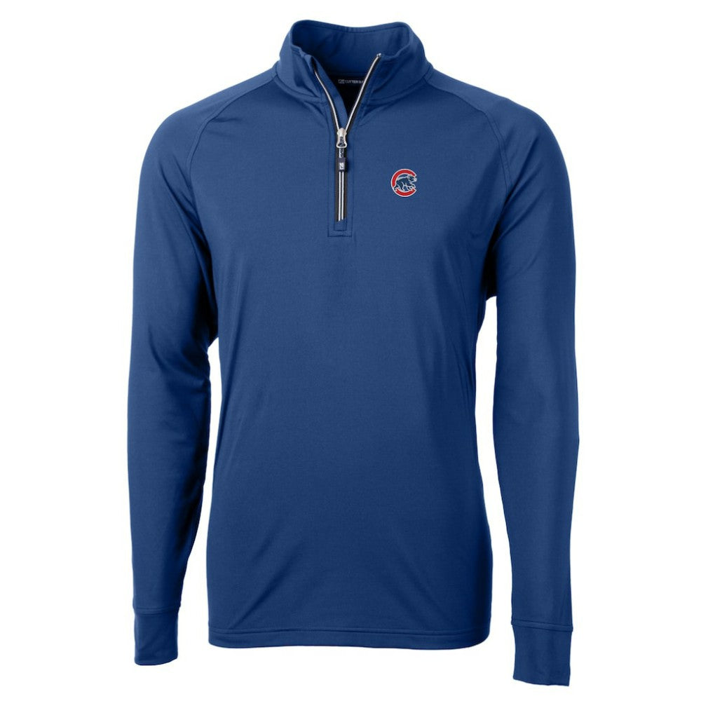 Blue Chicago Cubs Cutter & Buck Big & Tall Adapt Eco Knit Stretch Recycled Quarter-Zip Pullover Top