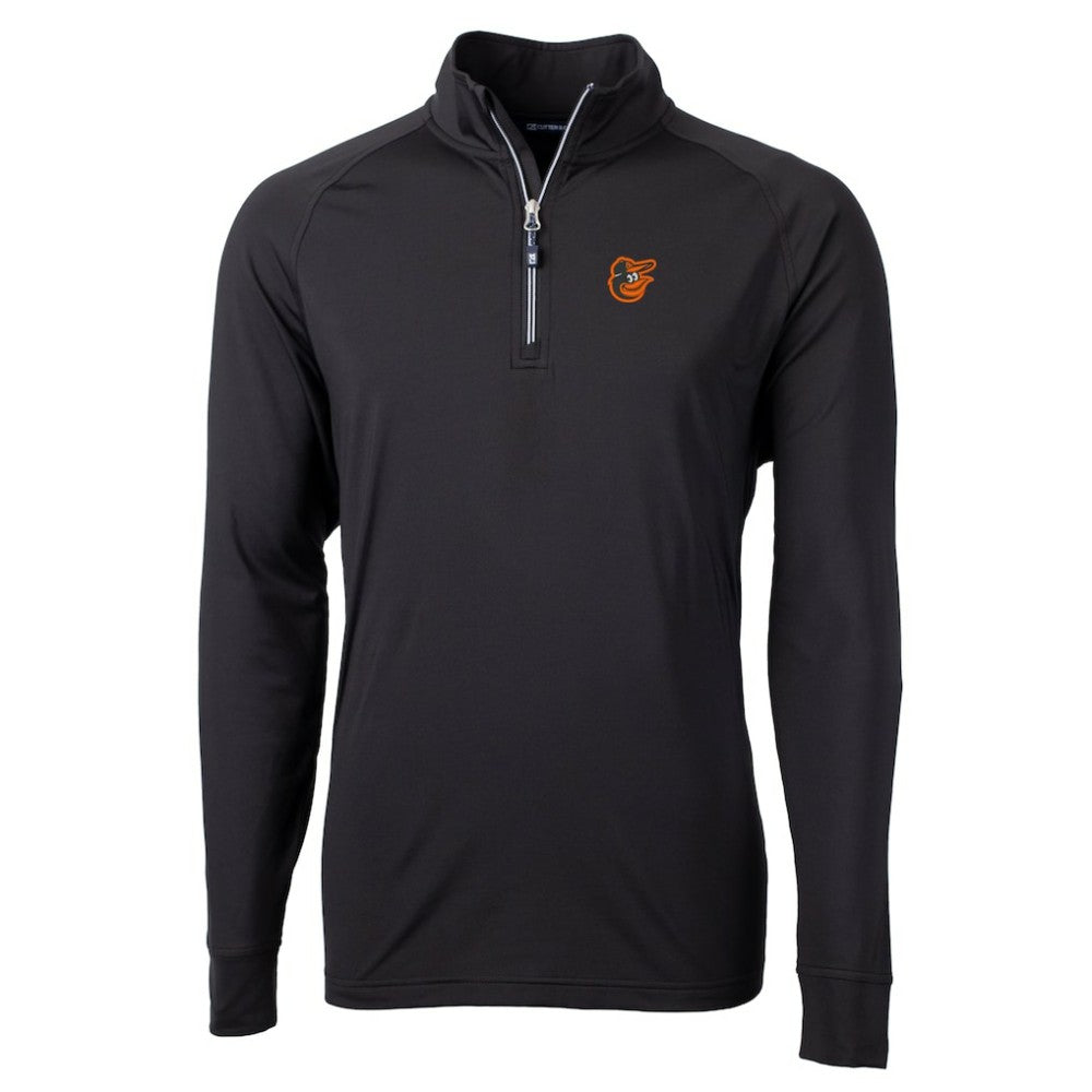 Black Baltimore Orioles Cutter & Buck Big & Tall Adapt Eco Knit Stretch Recycled Quarter-Zip Pullover Top