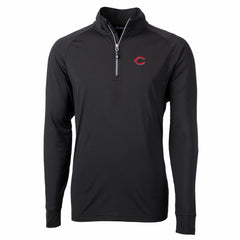 Black Cincinnati Reds Cutter & Buck Big & Tall Adapt Eco Knit Stretch Recycled Quarter-Zip Pullover Top