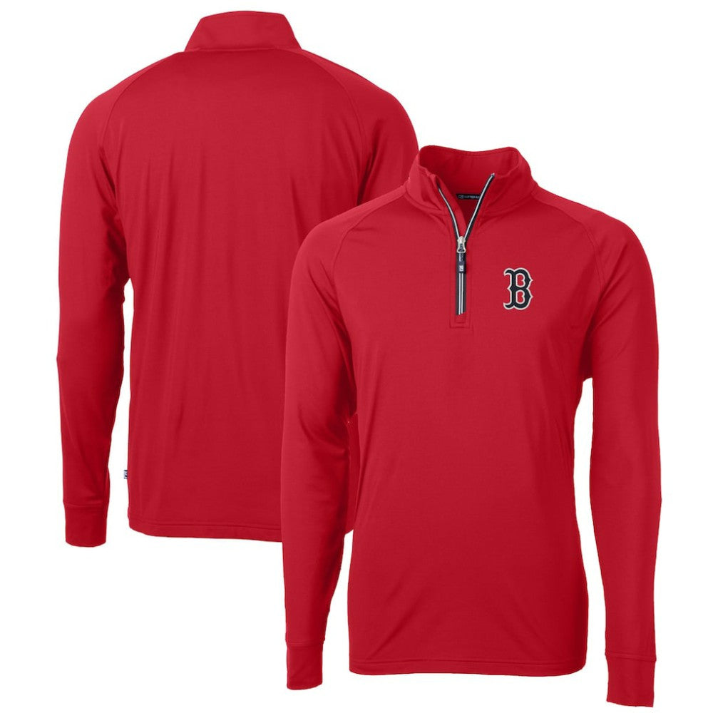 Red Boston Red Sox Cutter & Buck Big & Tall Adapt Eco Knit Stretch Recycled Quarter-Zip Pullover Top