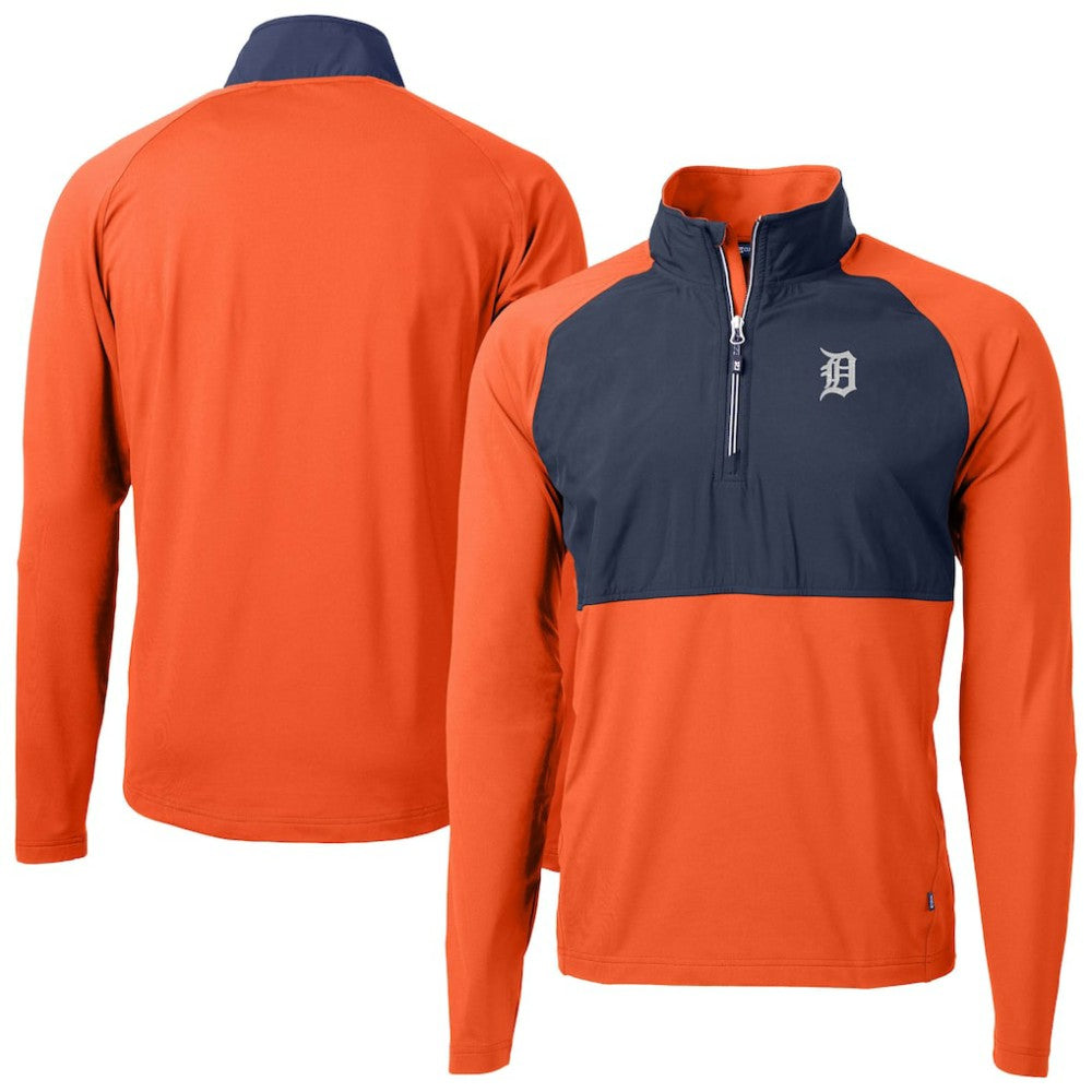 Orange Detroit Tigers Cutter & Buck Adapt Eco Knit Hybrid Recycled Quarter-Zip Jacket