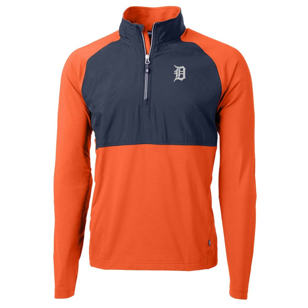 Orange Detroit Tigers Cutter & Buck Adapt Eco Knit Hybrid Recycled Quarter-Zip Jacket