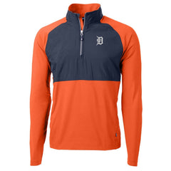 Orange Detroit Tigers Cutter & Buck Adapt Eco Knit Hybrid Recycled Quarter-Zip Jacket