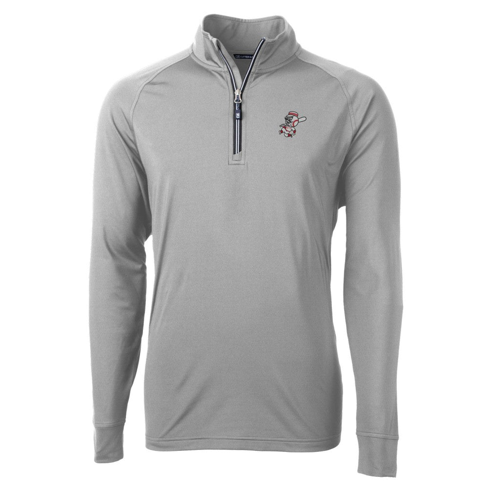 Gray Cincinnati Reds Cutter & Buck Mr. Redlegs Adapt Eco Knit Stretch Recycled Quarter-Zip Pullover Top
