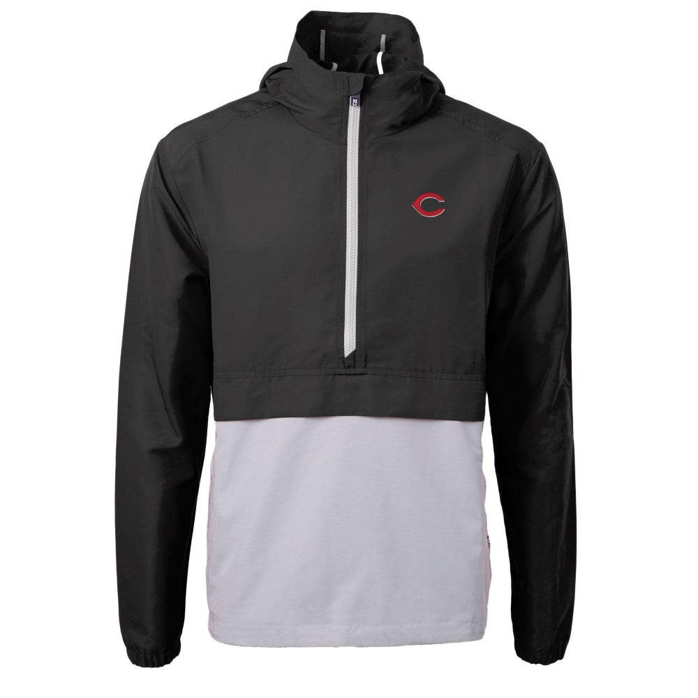 Black Cincinnati Reds Cutter & Buck Charter Eco Recycled Half-Zip Anorak Jacket
