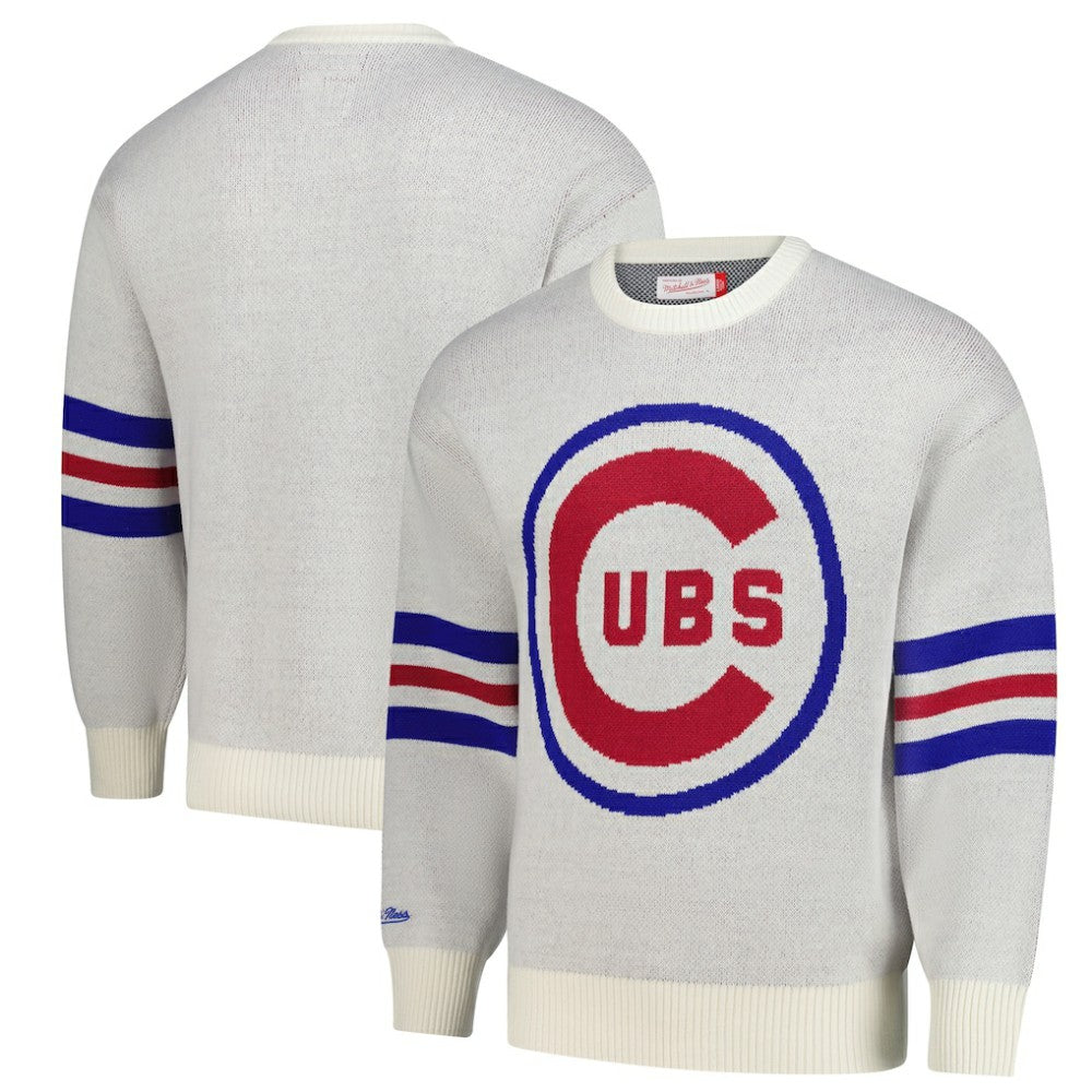 Cream Chicago Cubs Mitchell & Ness Retro Pullover Sweater