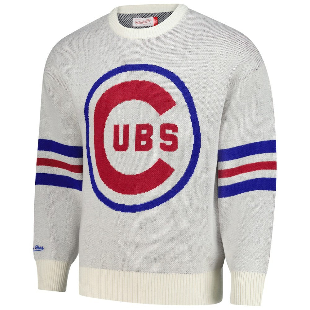 Cream Chicago Cubs Mitchell & Ness Retro Pullover Sweater