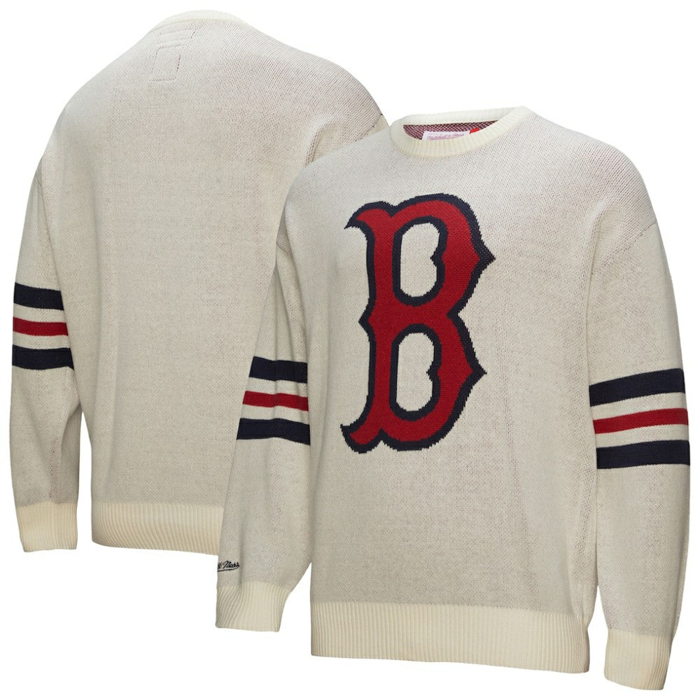 Cream Boston Red Sox Mitchell & Ness Retro Pullover Sweater