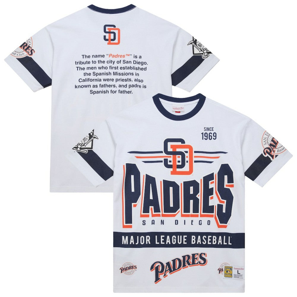 White San Diego Padres Mitchell & Ness Cooperstown Collection Team Origins Premium T-Shirt