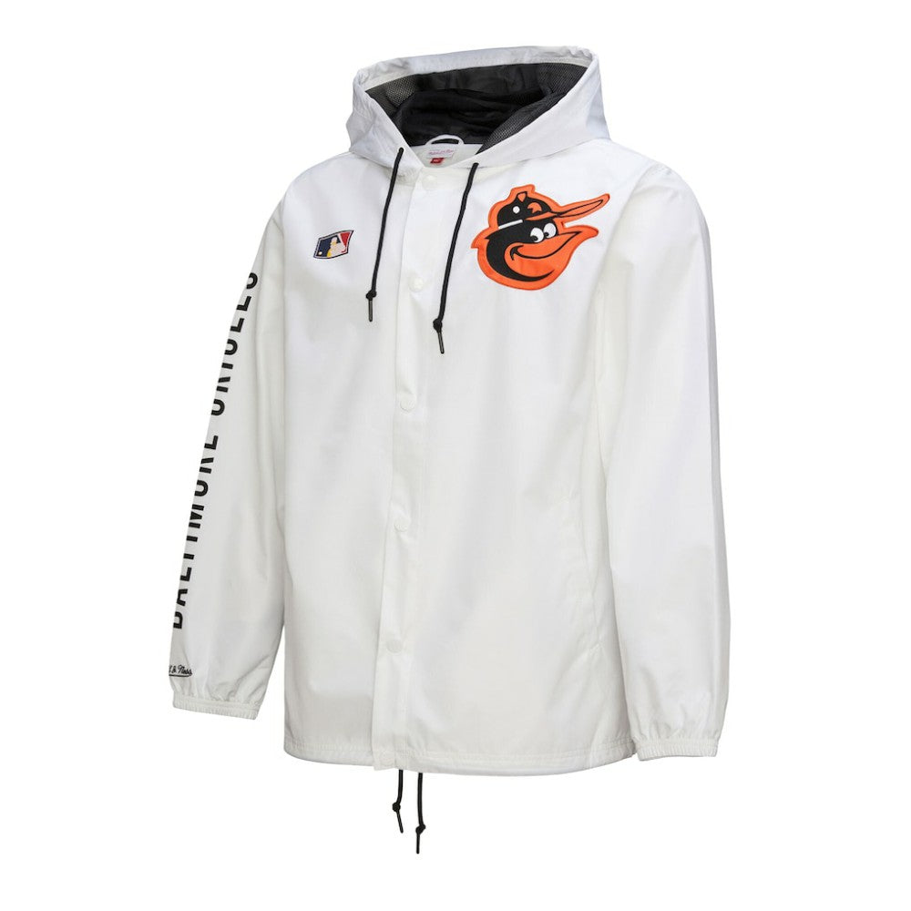 White Baltimore Orioles Mitchell & Ness Vintage Full-Snap Hooded Coaches Jacket