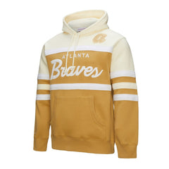 Tan/Cream Atlanta Braves Mitchell & Ness Head Coach Pullover Hoodie