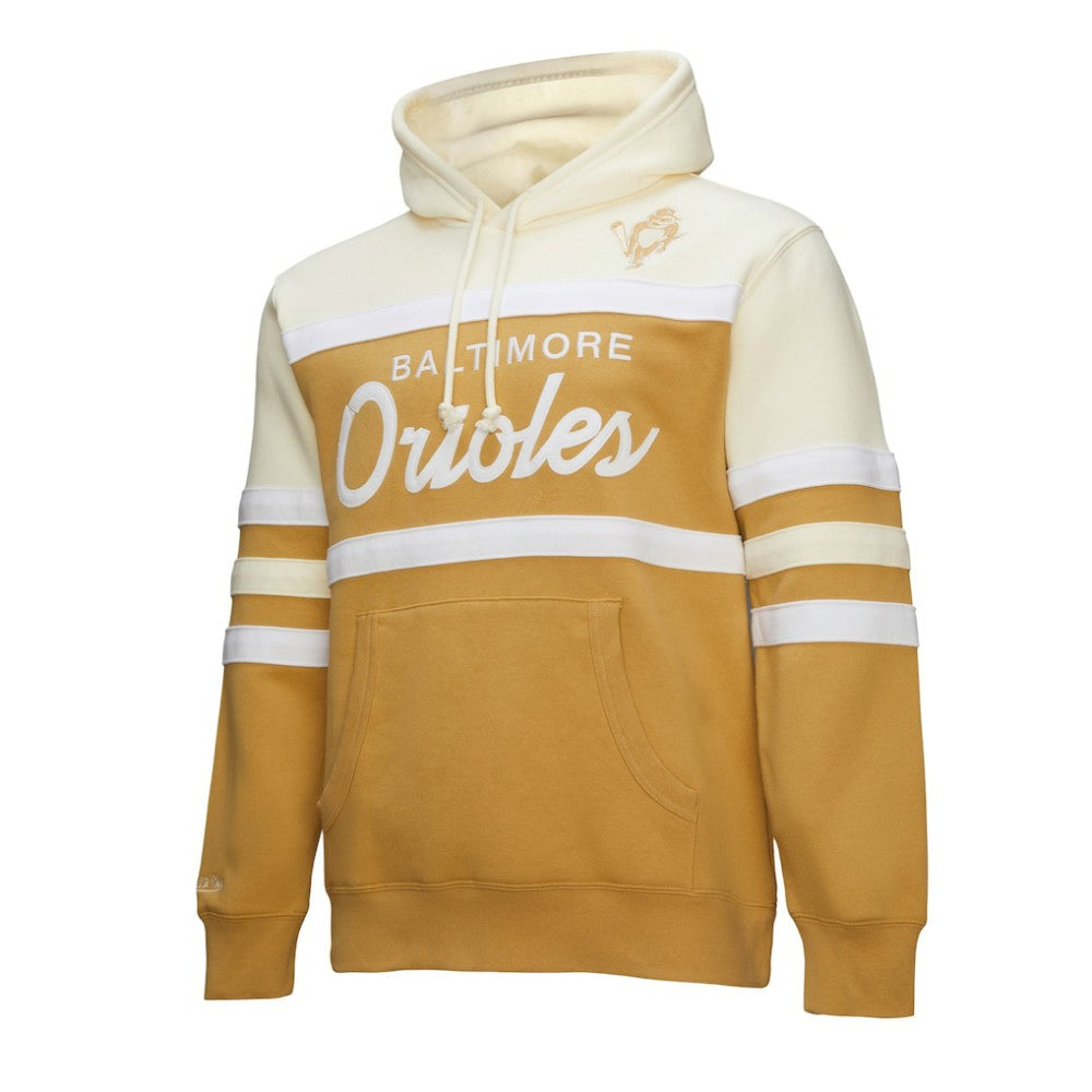 Tan/Cream Baltimore Orioles Mitchell & Ness Head Coach Pullover Hoodie