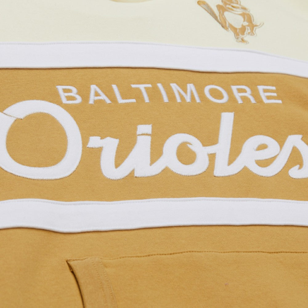 Tan/Cream Baltimore Orioles Mitchell & Ness Head Coach Pullover Hoodie