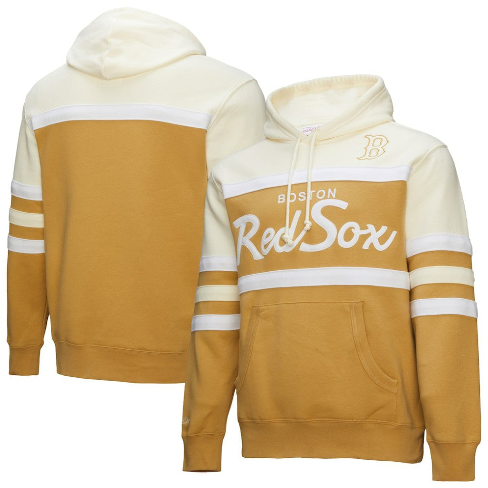 Tan/Cream Boston Red Sox Mitchell & Ness Head Coach Pullover Hoodie