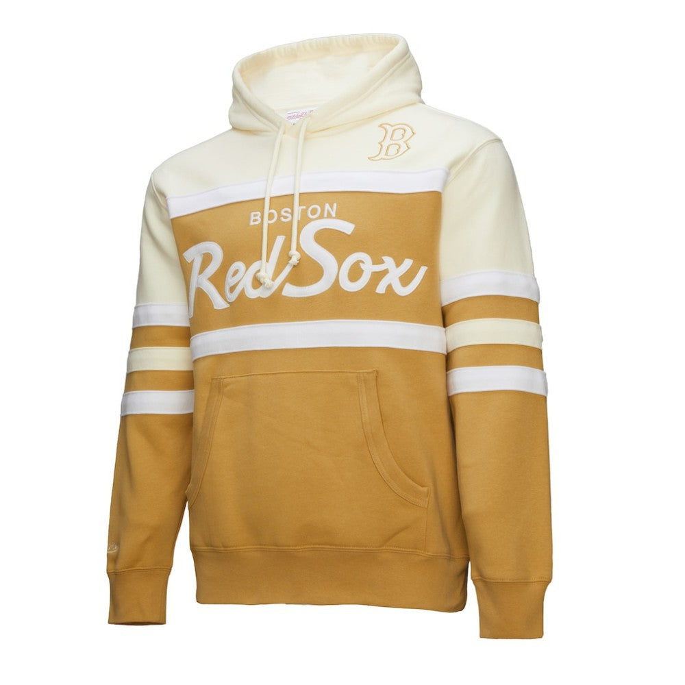 Tan/Cream Boston Red Sox Mitchell & Ness Head Coach Pullover Hoodie