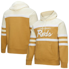 Tan/Cream Cincinnati Reds Mitchell & Ness Head Coach Pullover Hoodie
