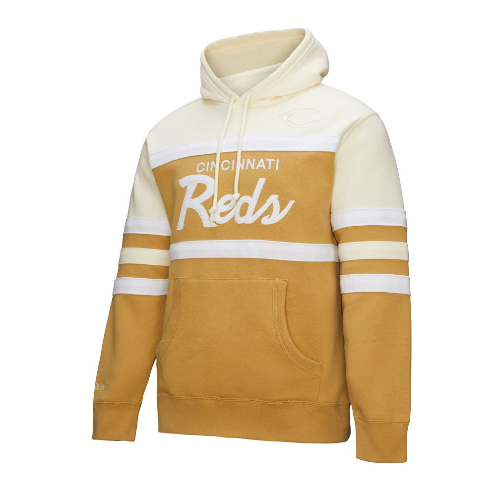Tan/Cream Cincinnati Reds Mitchell & Ness Head Coach Pullover Hoodie
