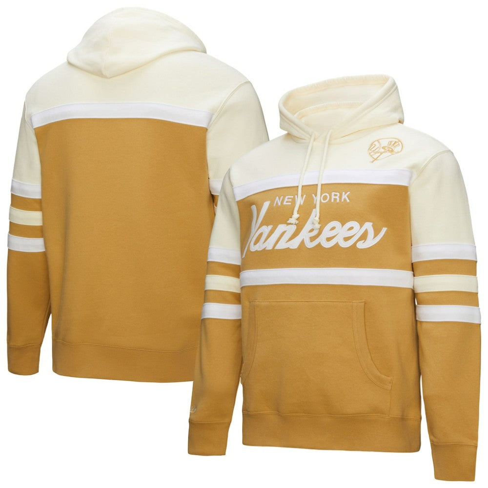 Tan/Cream New York Yankees Mitchell & Ness Head Coach Pullover Hoodie