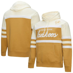 Tan/Cream New York Yankees Mitchell & Ness Head Coach Pullover Hoodie